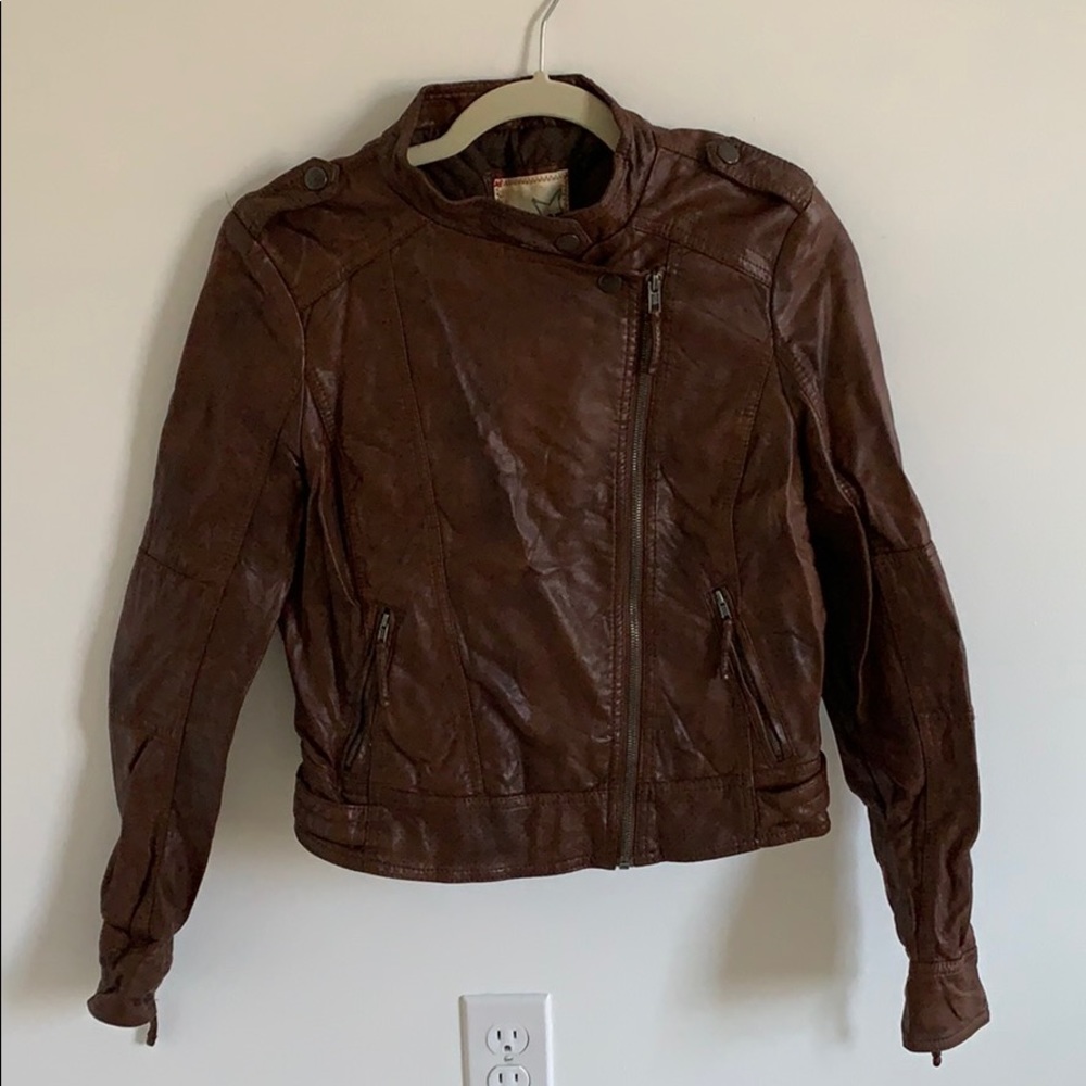 Brown faux leather jacket